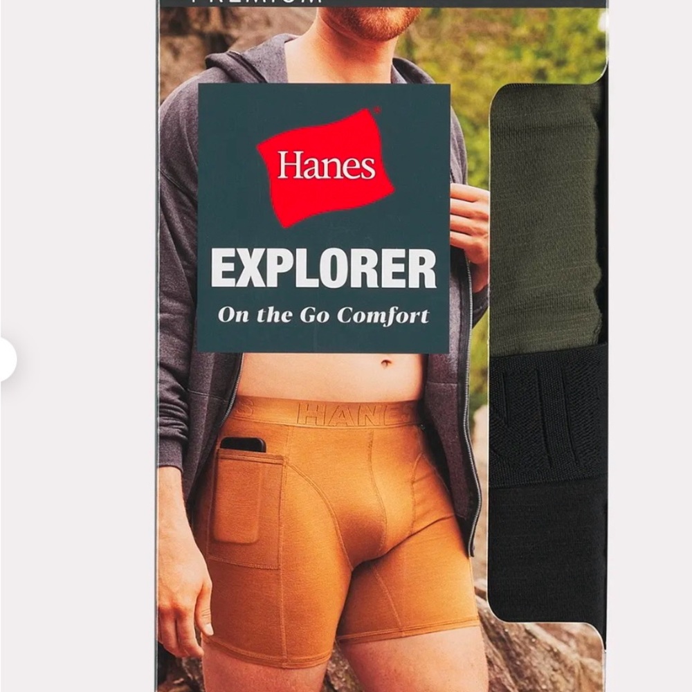 New in box 2 Men’s Boxer Briefs Hanes  Explorer olive and black